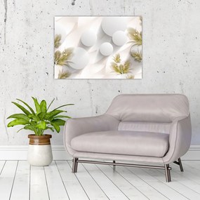 Tablou - 3D cercuri cu flori (70x50 cm)