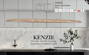 Lustra LED suspendata stil liniar Kenzie lemn
