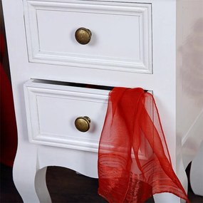 NOA9 - Set 2x Noptiere albe, 34 cm, cu 2 sertare