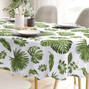 Goldea față de masă 100% bumbac - frunze de monstera - ovală 120 x 160 cm