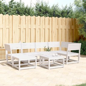 vidaXL Set canapea de grădină, 6 piese, alb, lemn masiv pin
