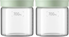 Borcane pentru depozitarea alimentelor și condimentelor BUYDEEM CS1014-CG, 2x700 ml, Potrivite pentru cuptor și cuptor cu microunde, Fără BPA, Verde
