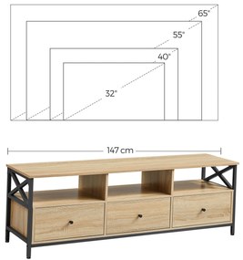 Comodă TV TAYLOR SONOMA cu rafturi si sertare, 147x40cm