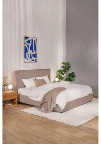 Pat matrimonial taupe tapițat cu spațiu de depozitare cu somieră 160x200 cm Myra Bold – Bonami Selection