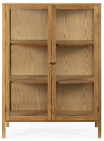 Vitrină în culoare naturală cu aspect de lemn de stejar 90x126x40 cm Ceci – MOME
