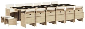 3210646 vidaXL Set mobilier de grădină cu perne, 17 piese, bej, poliratan