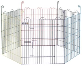 Gard pentru Caini cu 6 Panouri cu Inchidere cu Zavor, Gard pentru Caini Talie Medie din Metal, Ø120x60 cm, Multicolor PawHut | Aosom Romania