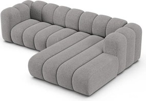 Colțar gri cu tapițerie din chenille (cu colț pe partea dreaptă/cu șezlong) Lupine – Micadoni