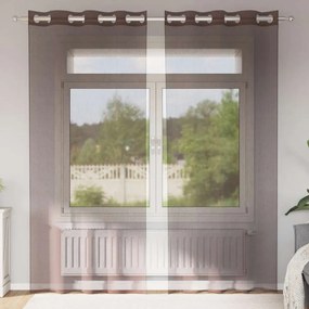 vidaXL Perdele Voile cu Oeli 2 buc Maro 140x225 cm
