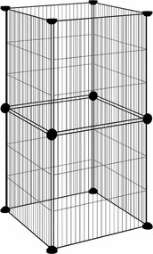 vidaXL Cușcă animale de companie, 8 panouri, negru, 35x35 cm, oțel