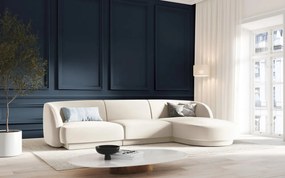 Coltar dreapta 4 locuri, Miley, Micadoni Home, BL, 259x155x74 cm, catifea, bej deschis