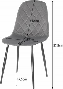 OFERTA Scaun din catifea gri inchis ASTI cu picioare negre Calitatea a II-a