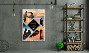 Tablou Canvas Personalizat - Cuplu (4 fotografii, fundal lemn)