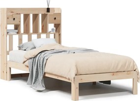 vidaXL Pat cu bibliotecă fără saltea, 90x190 cm, lemn masiv de pin