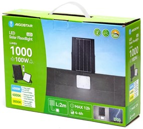 Proiector LED solar dimabil Aigostar LED/100W/3,4V IP66 + telecomandă