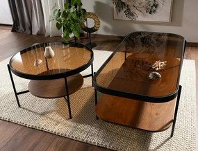 Masa de cafea Prima A chihlimbar transparent/nuc L120 cm