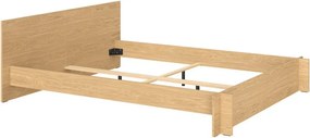 Pat matrimonial în culoare naturală din placă aglomerată de lemn/din placaj cu aspect de lemn de stejar cu somieră 200x200 cm Valt – noo.ma