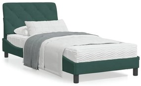 3207902 vidaXL Cadru de pat cu tăblie, verde închis, 90x200 cm, catifea