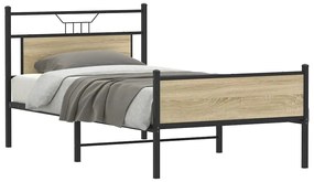 vidaXL Cadru de pat fără saltea Stejar Sonoma 107x203cm Lemn prelucrat