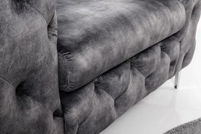 Fotoliu design Chesterfield, Catifea, Gri, MODERN BAROCK
