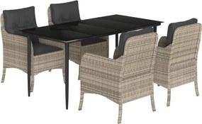 vidaXL Set mobilier de grădină cu perne, 5 piese gri deschis poliratan