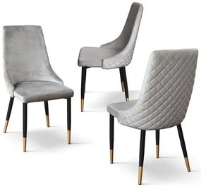 PAZZO DESIGN Set de 4 scaune Cinzia gri | Aosom Romania