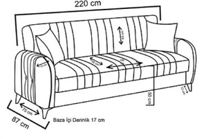 Canapea extensibila cu spatiu de depozitare 220x87x93 cm – stofa gri – Elegance