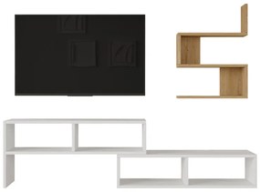 Set mobilier living Kakomo, Pako World, Alb-Natural, 170x29x43 cm