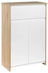 Mobilier de baie multifunctional Kleankin, mobilier de baie cu dulap si sertar, culoarea lemnului si alb 60x30x90cm | Aosom RO
