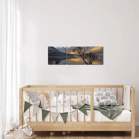 Tablou - Munții de lângă lac (cu ceas) (90x30 cm)