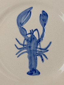 Farfurie din ceramică cu homar albastru, Ø22 cm