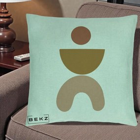 Perna Decorativa Geometric Boho Disc si Arc, 40x40 cm, Verde Menta, Husa Detasabila, Perna Inclusa, BEKZ®
