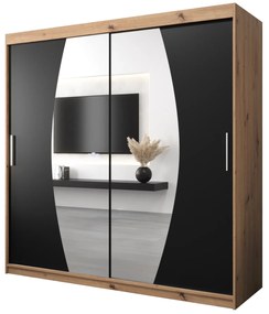 Dulap de haine 200 cm Eclipse (Stejar artisan + Negru mat). 1063436