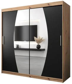 Dulap de haine 200 cm Eclipse (Stejar artisan + Negru mat). 1063436