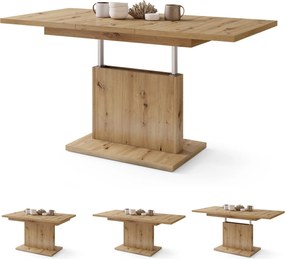 Mazzoni ASTON MINI Stejar Artisan - MĂSUȚĂ DE CAFEA MODERNĂ EXTENSIBILĂ REGLABILĂ PE ÎNĂLȚIME MASĂ TRANSFORMABILĂ
