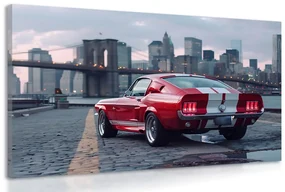 Tablou Mustang cu orizontul New York-ului