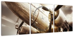 Tablou - Avion (cu ceas) (90x30 cm)