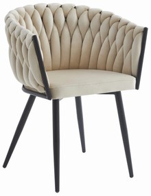 Fotoliu de sufragerie beige ORION VELVET cu picioare negre