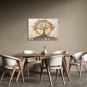 Tablou pe sticlă – Arborele vieții auriu în mozaic (70x50 cm)