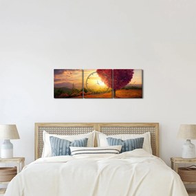 Tablou cu copaci în forma de inimă (cu ceas) (90x30 cm)
