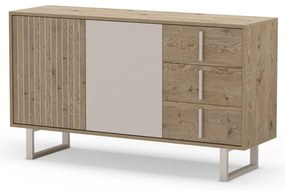 Comodă gri/în culoare naturală joasă cu aspect de lemn de stejar 140x80 cm Millay – Marckeric