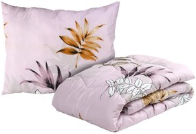 Patura matlasata pentru tot anul 140x200 cm cu perna LISTY roz 70x90 cm