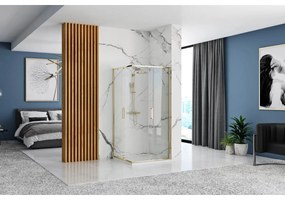 Rea Punto cabina de dus 87.5x87.5 cm patrat auriu luciu sticla transparenta REA-K6440