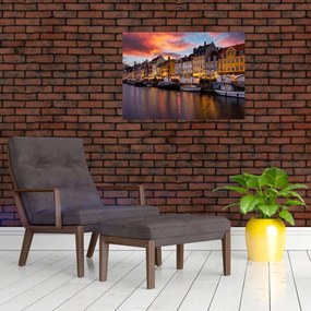 Tablou pe sticlă - Nyhavn, Copenhaga (70x50 cm)
