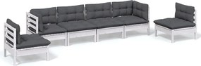 vidaXL Set mobilier de grădină cu perne, 6 piese, lemn masiv de pin