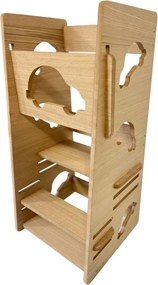 Turn de invatare - learning tower mdf furniruit nuanta stejar masinuta