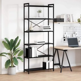 vidaXL Bibliotecă Stejar negru 80 x 30 x 188 cm Lemn și oțel