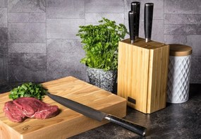 Set de cuțite G21 Damascus Premium în bloc debambus, 4 bucăți + piatră de ascuțit