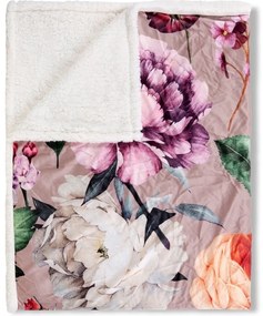 Pătură reversibilă Descanso Fiori, 130 x 160 cm, bej