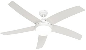 Ventilator inteligent de tavan alb cu imprimeu de lemn 132cm incl. LED Dimmabil cu telecomandă - Cool